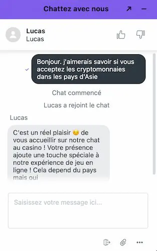 Conversation avec le service client de Brutal Casino