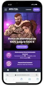 Brutal Casino affiché sur un smartphone
