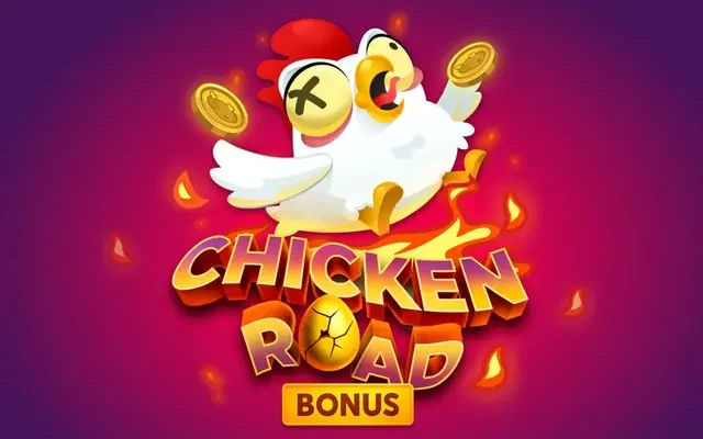 Bannière du jeu Chicken Road Bonus avec la poule et des pièces